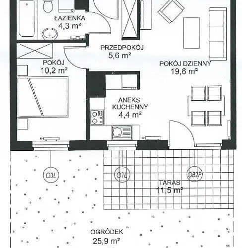 Sunny Sleeps 4 By The With Garden Patio - Przymorze Apartament